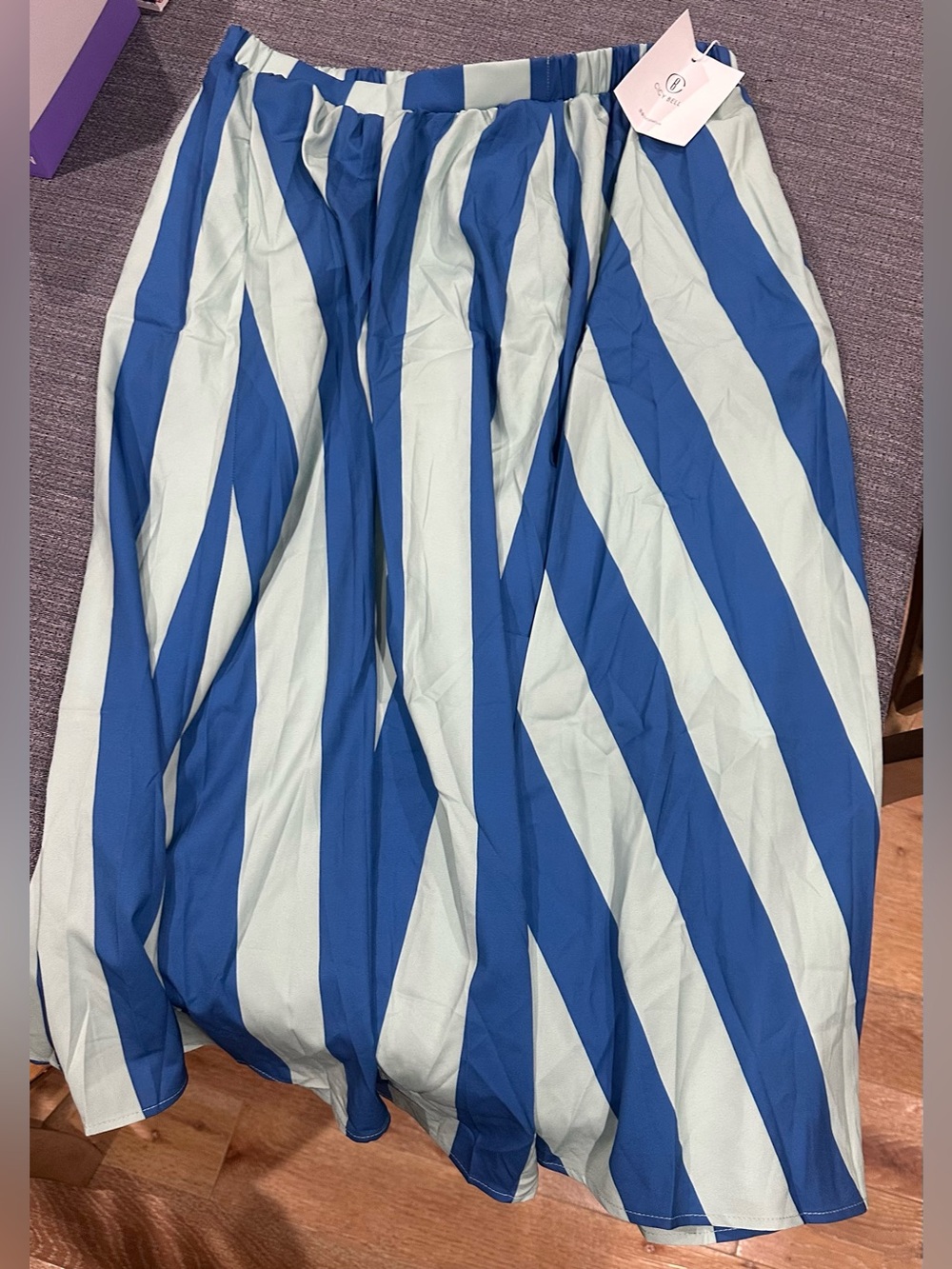 Cicy Bell Blue and Light Blue Diagonal Stripe Skirt